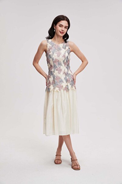 menta فستان ميدي بدون أكمام منقوش