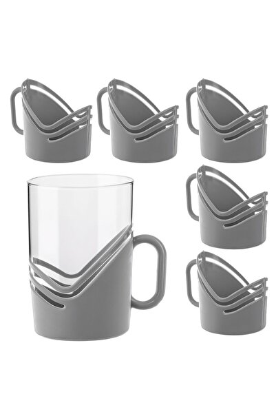 KADAX Glass Baskets Plastic Glass Holders Gray 6 pcs