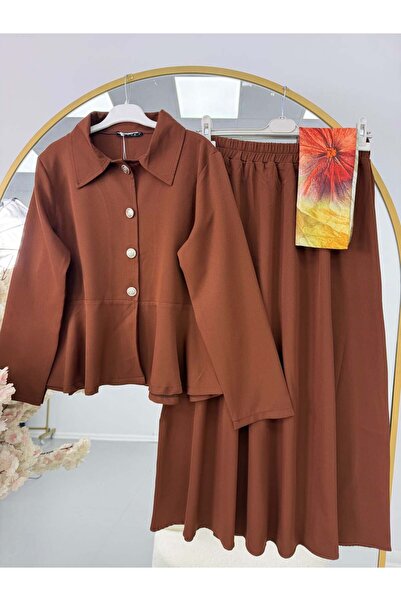 modasindoma Women's Jacket Suit Brown