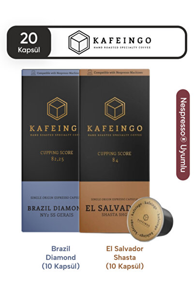 Kafeingo El Salvador Shasta & Brazil Diamond Kapsül Kahve 20’li – Nespresso U...