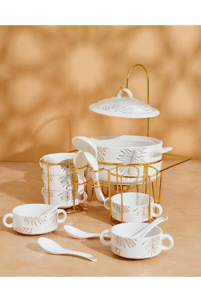 REDTAG Gold 16-Piece Porcelain Soup Tureen Set