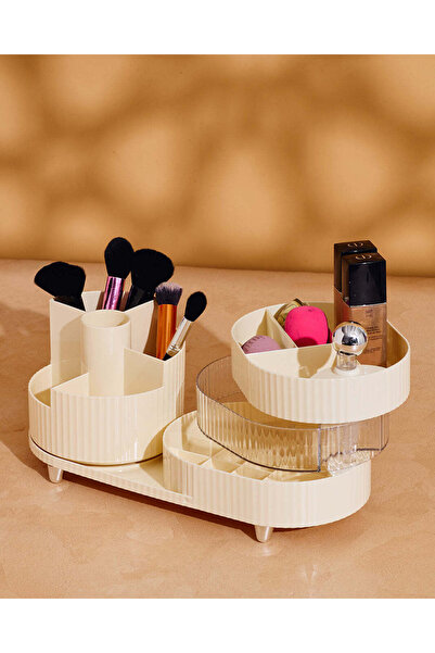 REDTAG منظم مستحضرات تجميل بلاستيكي أبيض ذو ملمس بارز