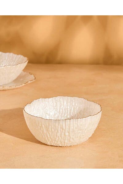 REDTAG White Glass Soup Bowl With Gold Rim