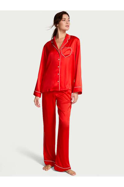 Victoria's Secret Kalp Detaylı Glazed Saten Pijama Takımı
