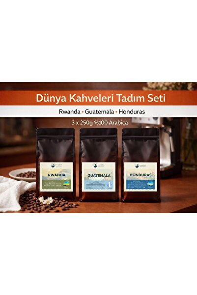 Kahveras Coffee Roastery 3'lü Dünya Kahveleri Fırsat Seti Rwanda+Guatemala+Ho...
