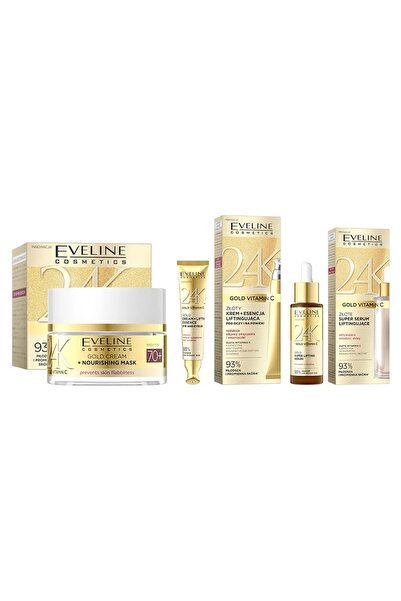 Eveline Cosmetics 24K Gold Vitamin C Set – 70+ Cream 50ml, Eye Cream 15ml and...