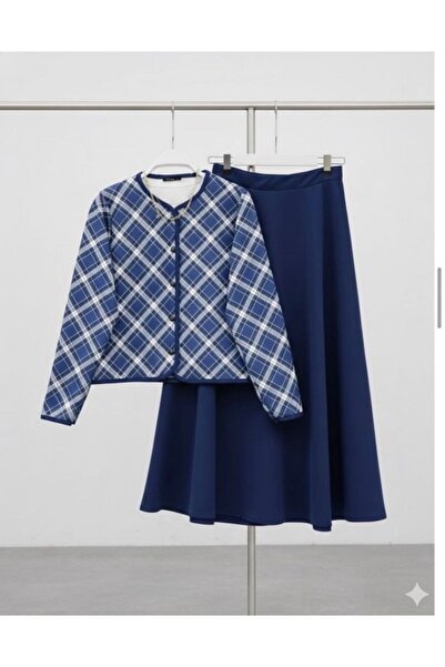 modasindoma Set de două piese Square cu model pentru femei, bleumarin