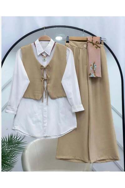 modasindoma Women's Three-Piece Suit Beige