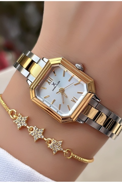 Daniel Klein Yeni Sezon Kare Çelik Kordon Kadın Kol Saati - Gold Gümüş - Bile...