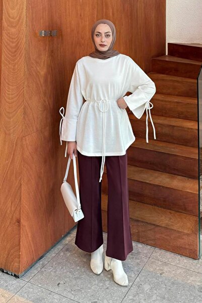 lamelif Slit Detailed Sweat White