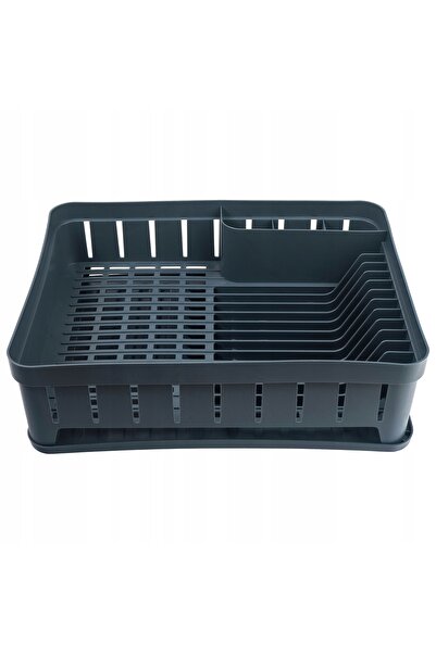 KADAX Single-Tier Dish Drainer with Cutlery Drainer Dark Gray