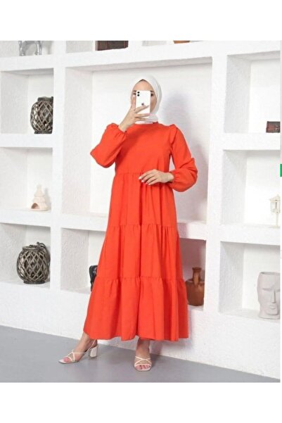 modasindoma Rochie de damă detaliu pe umăr portocalie