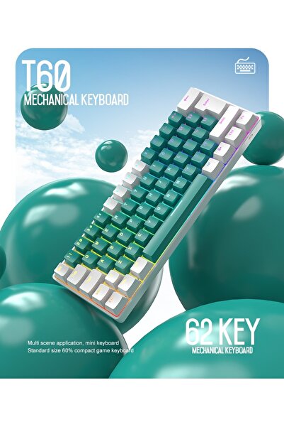 Sarftech Ziyoulang T60 Mini Rgb 62 Tuş Mekanik Blue Switch Gaming Oyuncu Klav...