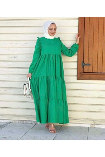 modasindoma Rochie de damă detaliu pe umăr verde