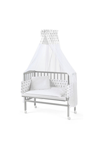 Waldin Σετ κούνιας, Waldin, κομοδίνο 2σε1 γκρι, 90 εκ. x 55 εκ., + προστατευτ...