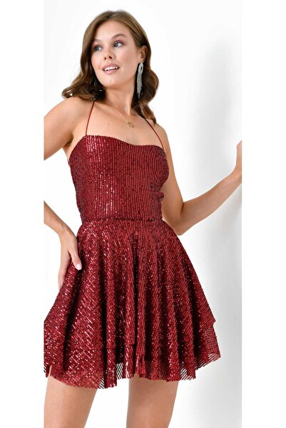 Hanife Glam Couture Hanife Glam prenses payet mini elbise