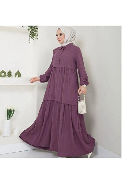 modasindoma Γυναικείο φόρεμα Γιακάς πουκαμίσου μωβ