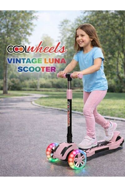 NUNU CoolWheels Luna 3 Tekerlekli Çocuk Scooter LED Işıklı Tekerlek Katlanabi...