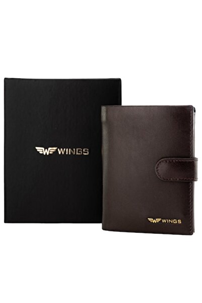 wings Men's Wallet, Premium, Leather, Brown RFID