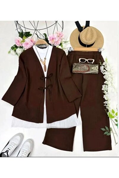 modasindoma Women's Lace-Up Suit Brown