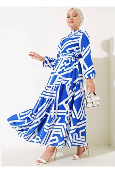 modasindoma Women's Judge Collar Dress Blue