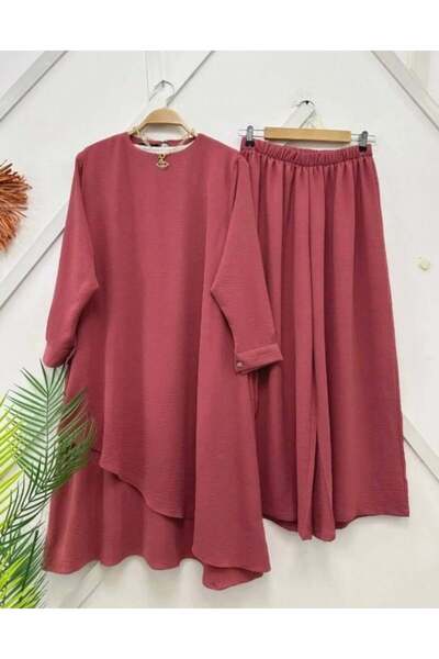 modasindoma Γυναικείο Χαλαρό Σετ Δύο Τεμαχίων Dusty Rose