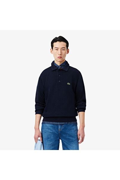 Lacoste Erkek Classic Fit Polo Yaka Lacivert Sweatshirt