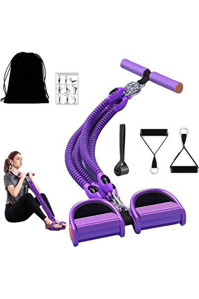 Arabest Adjustable 4-Tube Resistance Band with Foot Pedal, Full Body Fitness ...