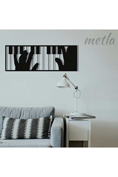 Metla Metal Piyano Çalan Eller Modern Metal Duvar Tablosu Müzik Odası Salon H...
