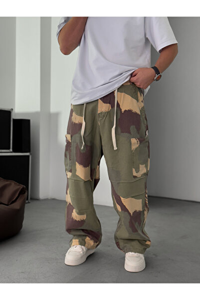 BYBASICMAN Coffee Green Camouflage Cargo Pants C-6576