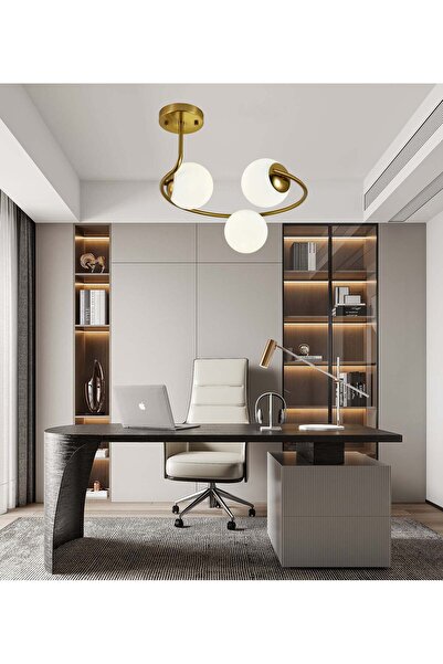 RFAN Chandelier, Model F78/3, With Shades, 3 X E27, Gold