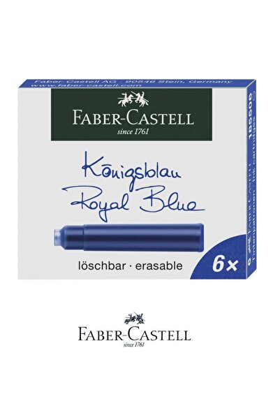 Faber Castell Set 6 Royal Blue Ink Cartridges for Fountain Pen, Erasable, Fab...