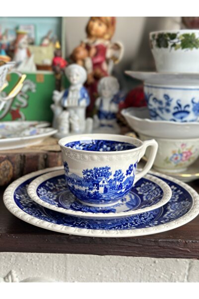 Villeroy & Boch Villeroy Boch Porselen Rusticana Mavi Çay Fincanı Trio// 3 Parça
