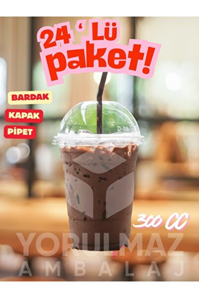 yorulmaz ambalaj 🥤 🥤 🥤 300 Cc Kapaklı Pipetli Plastik Bardak – Smoothie, M...