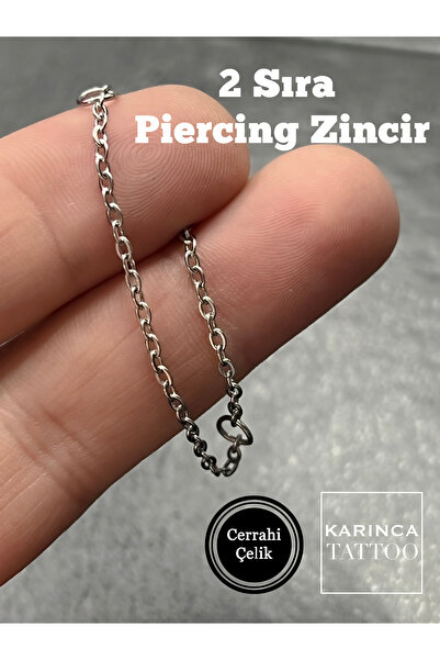 Karınca Piercing İki Sıra Piercing Zinciri Nostril Chain Kulak Helix Burun Zi...