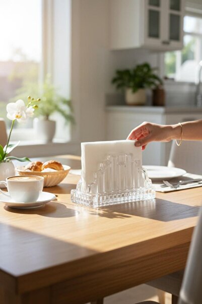 Bereketli Store Γυάλινη θήκη χαρτοπετσέτας – Διαφανής επιτραπέζια θήκη χαρτοπ...