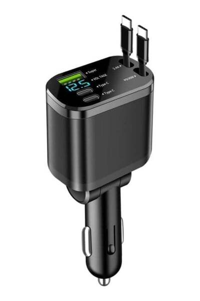 Arabest 360° Rotation Retractable Car Charger, 69W Fast Charging with Type-C ...