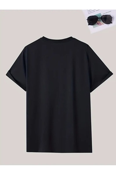 WOODROFFE Women's V-Neck Cat&Fist Printed Black/White T-Shirt Oversized Casual