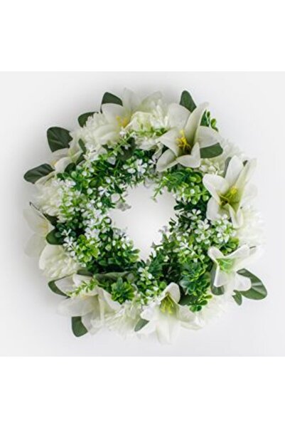 SHOPIENS Decorative Wreath with White Flowers Ø25 cm