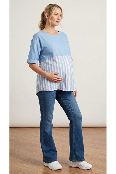 Entarim Cotton Striped Maternity Tunic