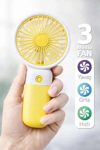 Telvesse Standlı 3 MOD Şarjlı El Fanı 3 Kademe Seyahat Masaüstü Vantilatör Ta...