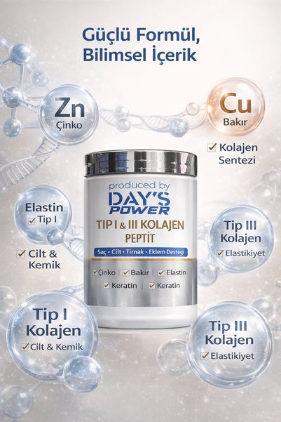 Days Power Day’S Power Tip 1 & 3 Collagen Peptide 300g – Collagen Containing Zinc, Copper, Elastin, and Keratin