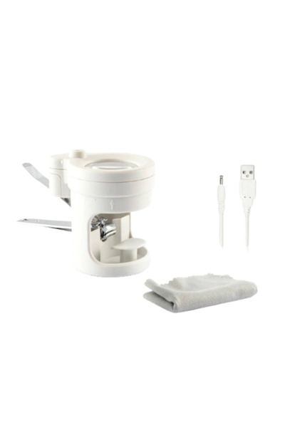 OEM Ηλεκτρικό νυχοκόπτη με φως LED, μεγεθυντικό φακό 8x και μεταλλική λίμα, γκρι