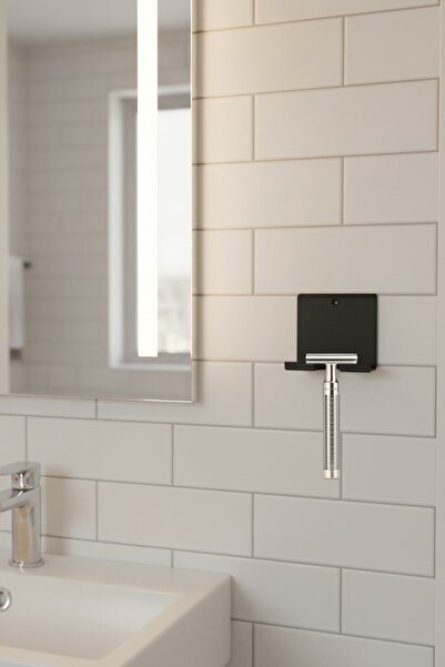 usin Siyah Yapışkanlı Traş Bıçak Bıçağı Jilet Kablo Cep Telefonu Tutucu Traş Bıçaklık Jiletlik Banyo Organizer