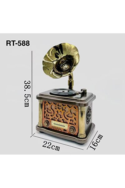 BLOMSTER Everton RT-588 Büyük Boy Gramofon Görünümlü Bluetooth Radyo Şarjlı N...