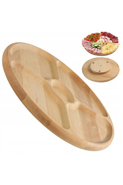 KADAX Rotating Board for Serving Snacks, Appetizers, Cheese Platter 4 Compart...
