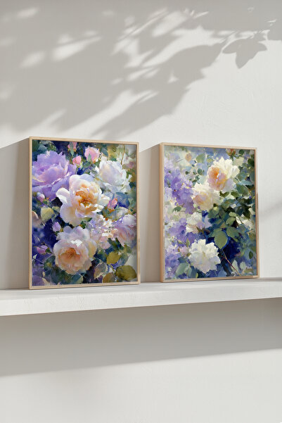 STARYUNA Wooden Framed Pastel Flower Bouquet Double Painting Set Yuna599
