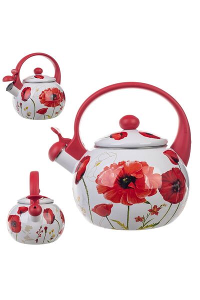 KADAX Enameled Kettle 2.2L Induction Gas With Whistling Traditional Kitchen H...