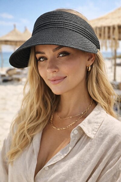 FELLMENS Black Straw Visor Tenisci Women's Hat