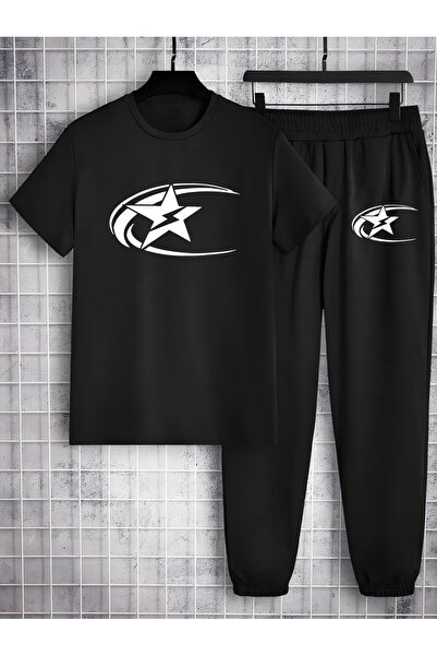 Flow touch Star Printed Oversized Lower Upper Tracksuit Set